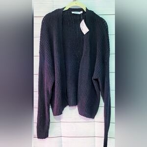 Nwt Ricki's black ⚫️ Popcorn 🍿  Knit 🧶100% cotton open front cardigan size XXL